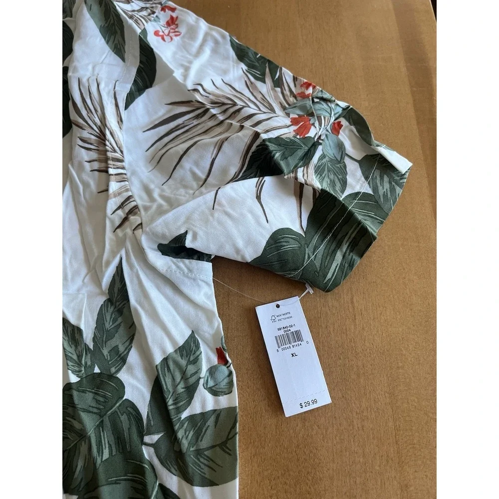 NWT Old‎ Navy Men's Button Up Camp Short Sleeve Shirt XL Leaf Tropical Beach NEW